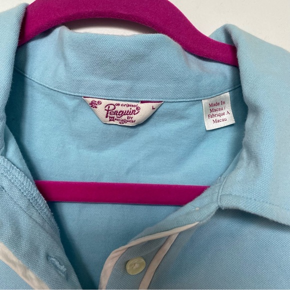 Original Penguin Light Blue Short Sleeve Polo Shirt with White Piping Large - Picture 8 of 13